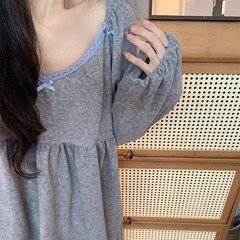 秋冬新作2024長袖家庭服セット韓国版少女シンプルvネックレースパジャマ女性