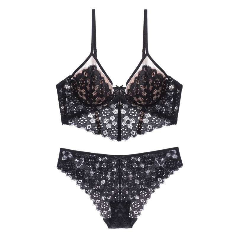 [Нижнее белье Fishbone] Французское кружевное нижнее белье с цветочным ультратонким кружевным чистым бюстгальтером оптом, собранное сексуальное нижнее белье