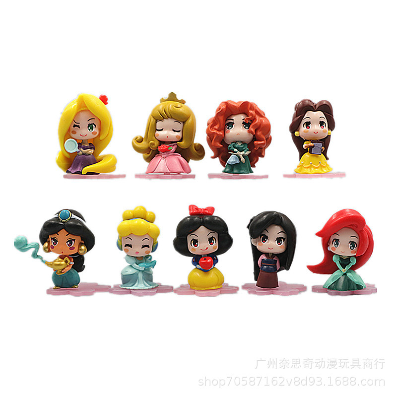 9 Mermaid Snow White Cinderella Mulan Girls Princess Toy Model Claw Machine Gacha Doll Ornaments