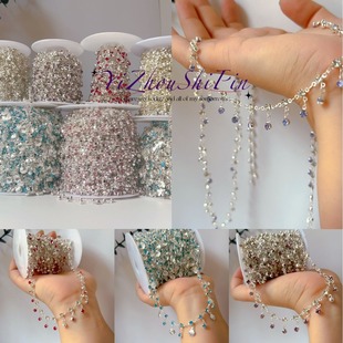 Chain diy accessories three-claw rhinestone manual chain pure copper high color retention chain antique Hanfu tassel wreaths material