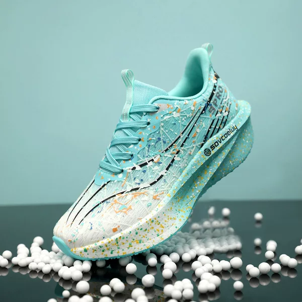 2025 new running shoes with carbon plate, unisex, mesh upper, breathable, lightweight, shock-absorbing, non-slip, wear-resistant, sports shoes for students