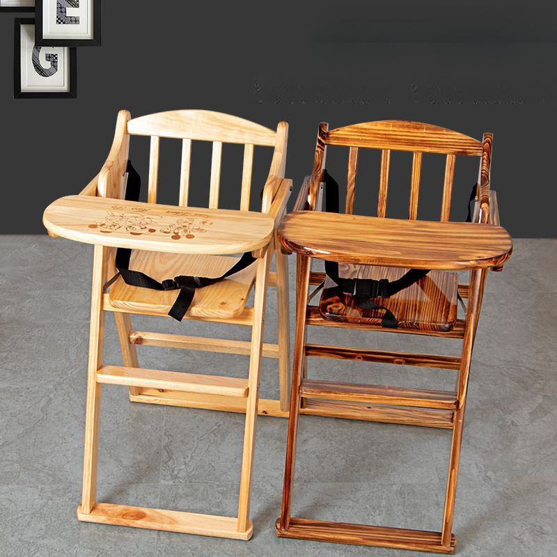 Solid Wood Children's Seat Restaurant Baby Chair Foldable Baby Dining Table Chair Solid Wood Sitable Children's Home Chair