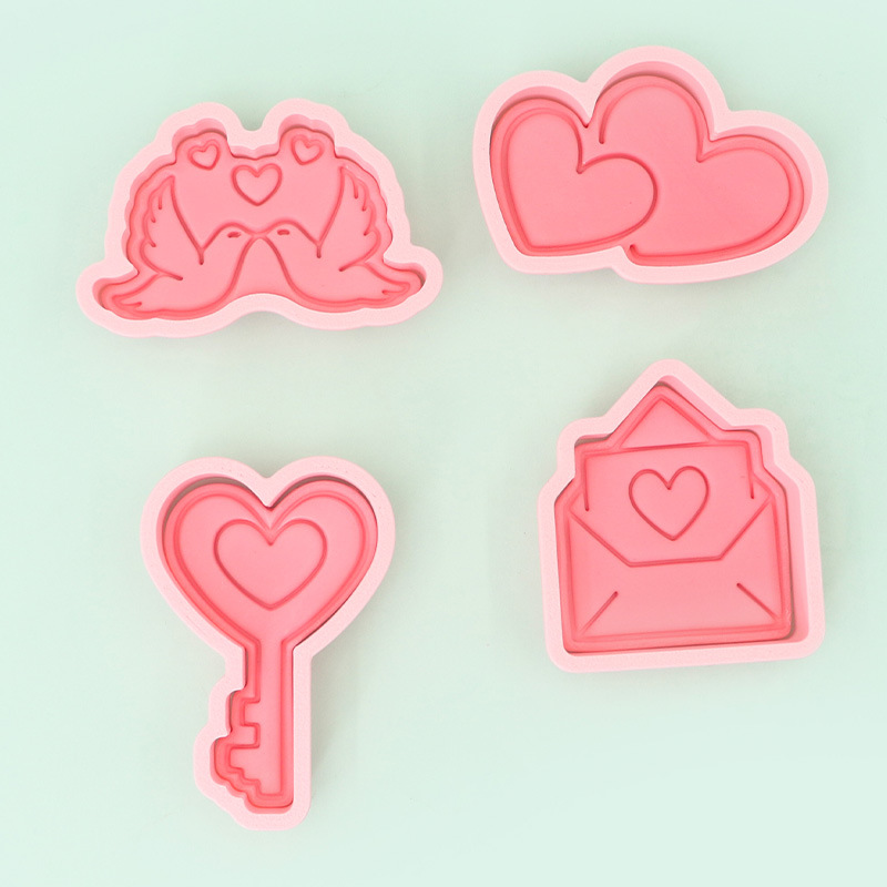 Cartel de galletas de dibujos animados de San Valentín Molde de galletas de amor DIY linda herramienta de horneado para el hogar de fondant de prensa tridimensional