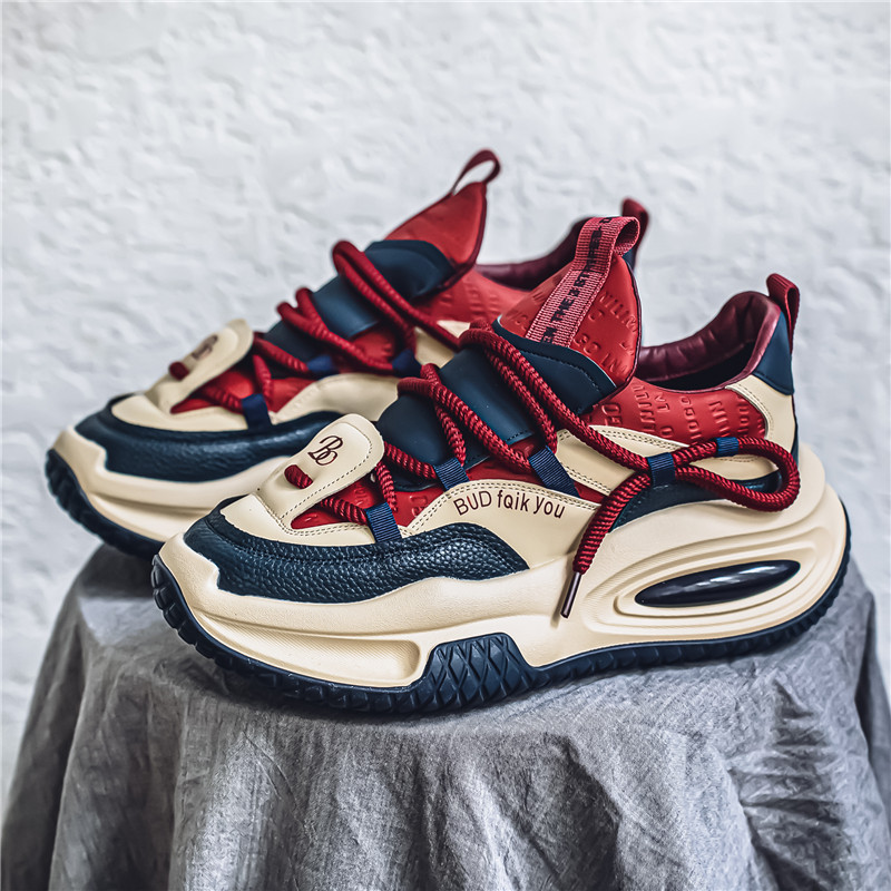 Men's Shoes Spring Outdoor Running Wear-resistant Thick-soled Elevated Sports Trendy Shoes for Students Campus Style All-match Cyber Celebrity Torre Shoes