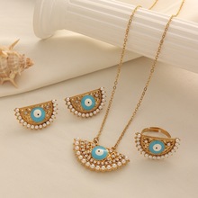 欧美新款恶魔之眼中东新疆跨境项链套装首饰邪恶眼睛出口批发