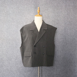 Find a Factory to Customize a Small Order of Korean Dongdaemun Ins Handsome and Fashionable Double-Breasted Waistcoat Vest Customization