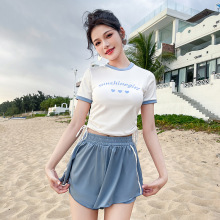 分体泳衣女保守平角显瘦运泳装高级感2025款泳衣短裤温泉游分体式