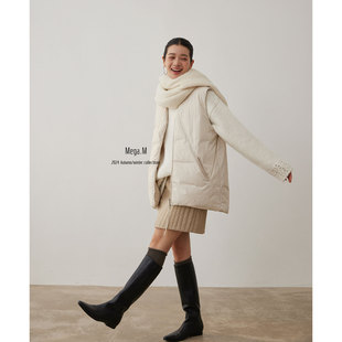 Mega.M Thirteen-Line Quilted Cotton Zipper Jacket V-Neck down Vest 90% White Duck down Commuter Versatile