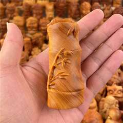 天然崖柏实木雕刻竹节手把件文玩竹子节节登高家居装饰小摆件挂件