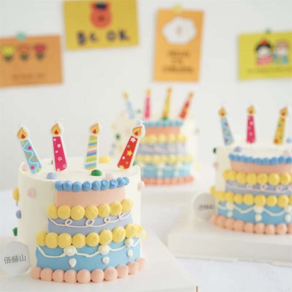 5 candles creative cake decoration Japanese Korean style letters…