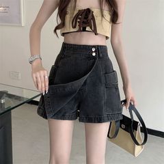 ハイウエストの不規則なデニムのスカートの女性の夏の薄い金の大きいサイズの太っているmmはやせていることを示して、足の広い足のa字のスカートのズボンを歩くことを防ぎます。