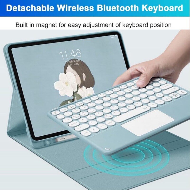 Amazon Fire Protective Case Hd10 Bluetooth Keyboard 10Plus Round Cap Touch Silent Pen Slot Magnetic Suction Suitable