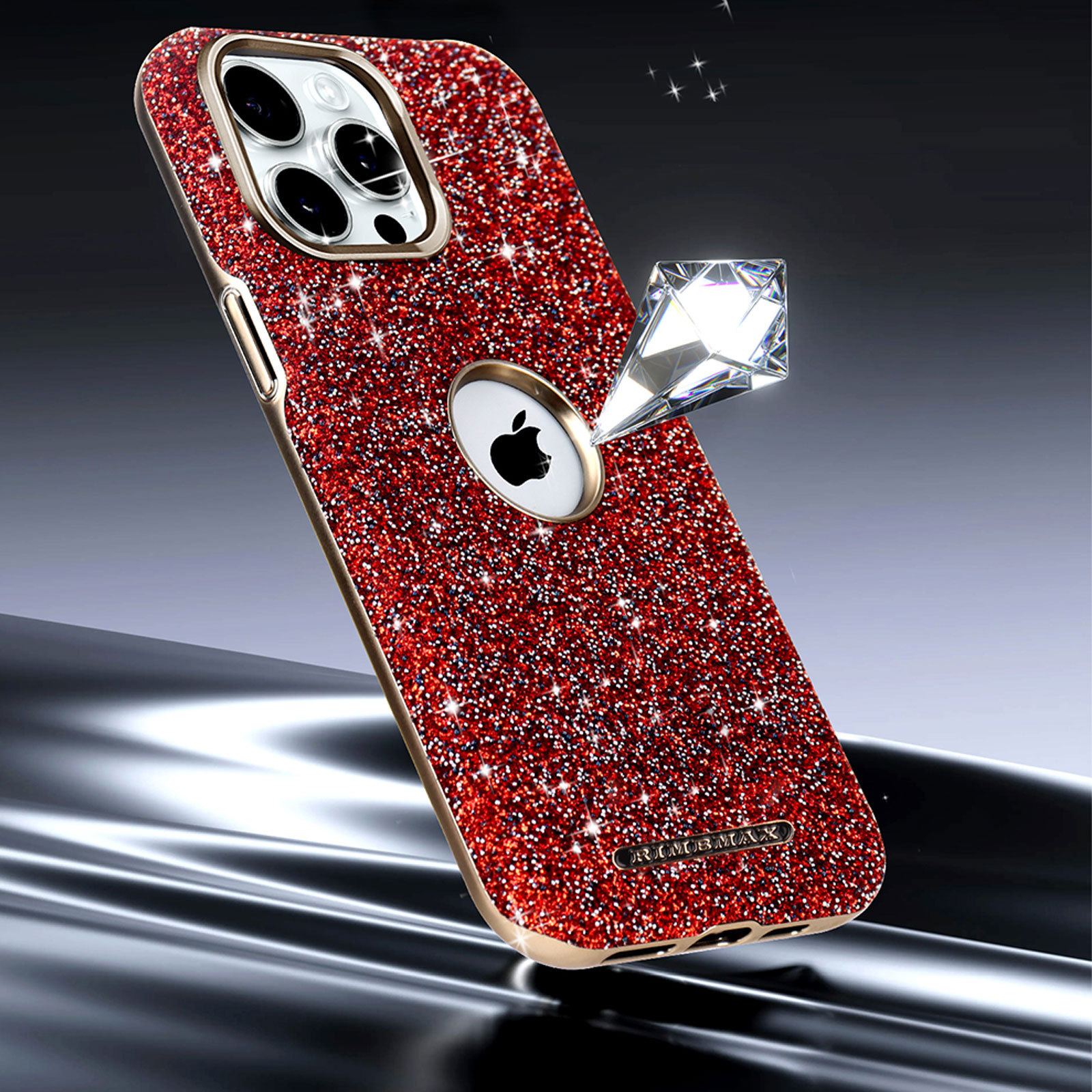 Ốp lưng iPhone 16 Pro Max từ tính chống rơi, viền dày bảo vệ toàn diện, thiết kế sang trọng hồng long lanh — Nhãn lộn lấp lánh màu đen có tích hợp hút từ tính, Nhãn lộ màu xám lấp lánh có tích hợp hút từ tính, Nhãn lộ màu xanh lấp lánh với lực hút từ tính tích hợp, Nhãn lộ màu đỏ lấp lánh với lực hút từ tính tích hợp
