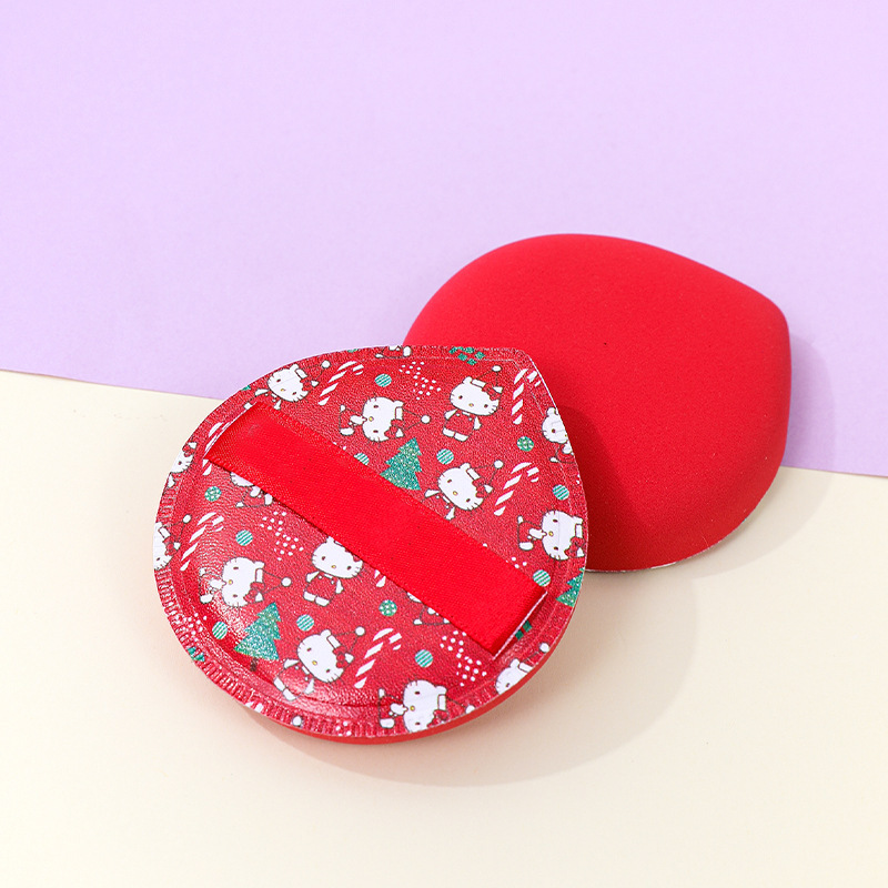 Fábrica personalizada gran soplo de polvo de malvavisco sin comer goteo en forma de gota KT gato impresión maquillaje esponja cojín maquillaje belleza huevo