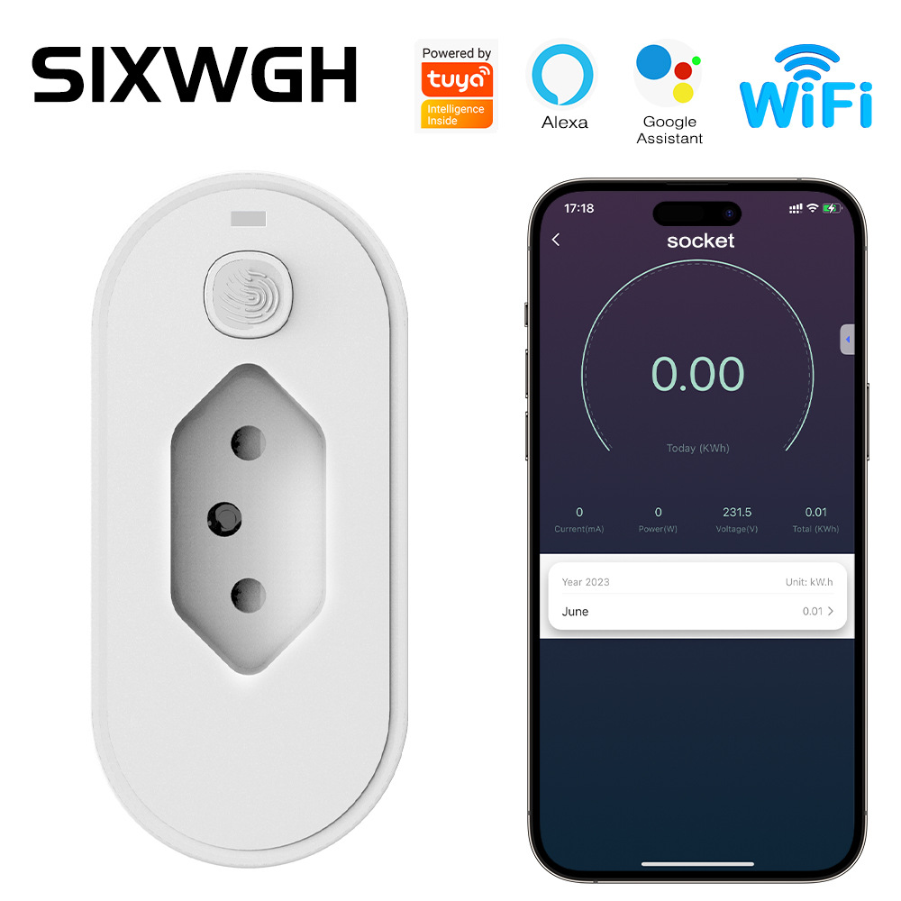 涂鸦WiFi智能插座16A巴西规跨境定时开关支持Alaxa语音节能