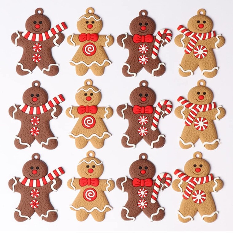 ジンジャーブレッドマンペンダント12個入りPVCクリスマスツリーデコレーションクッキーマン卸売クリスマス家具キッチンパーティー用品|undefined
