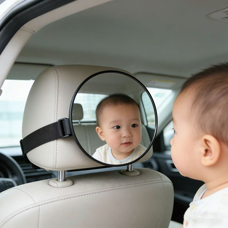 Baby Safety Seat Rearview Mirror, Car-Mounted Infant Observation Mirror, Children's Car Rear View Auxiliary Mirror, Convex Mirror, Round Shape