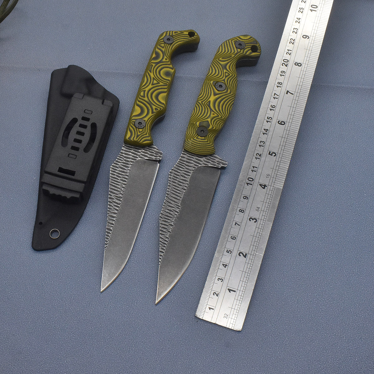 手工锻打高碳钢锋利高硬度直刀g10手柄K鞘水果刀具探险露营小刀