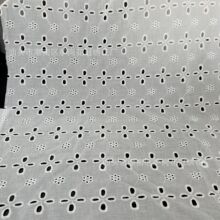 9088全棉打孔刺绣蕾丝花边面料 服装水溶镂空棉布4叶草绣花面料