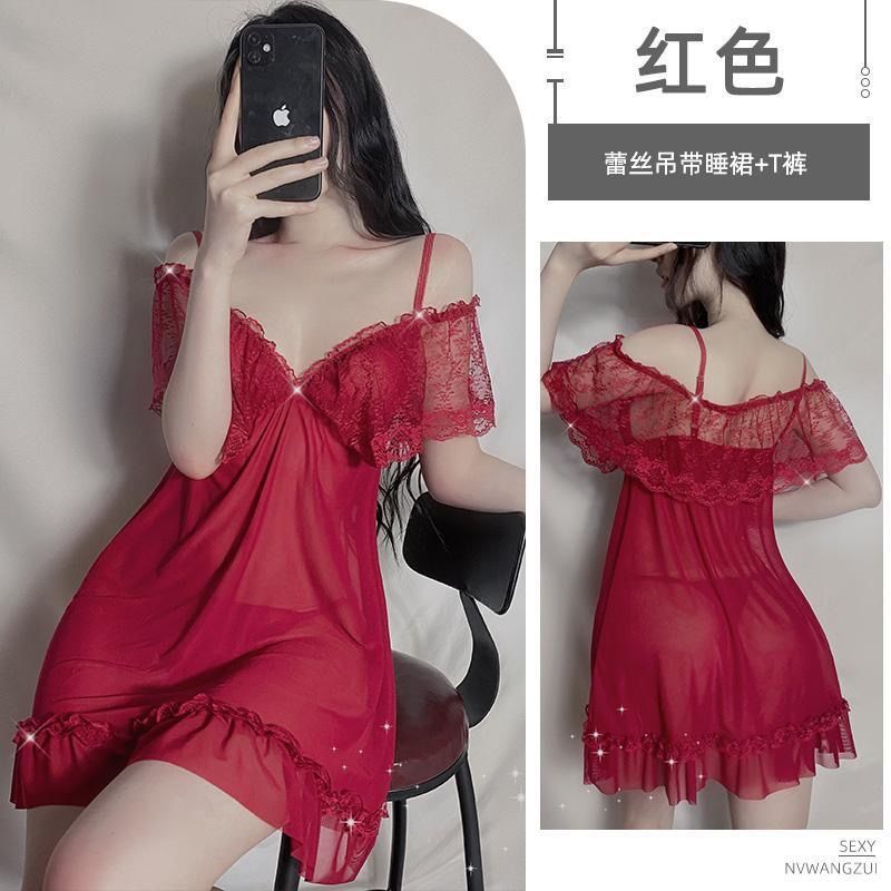 女性用パジャマ、春、秋、夏、プリンセススタイルのナイトガウン、新しいスタイル、ハイエンドの半袖メッシュ、純粋な欲望スタイルのホーム服|undefined