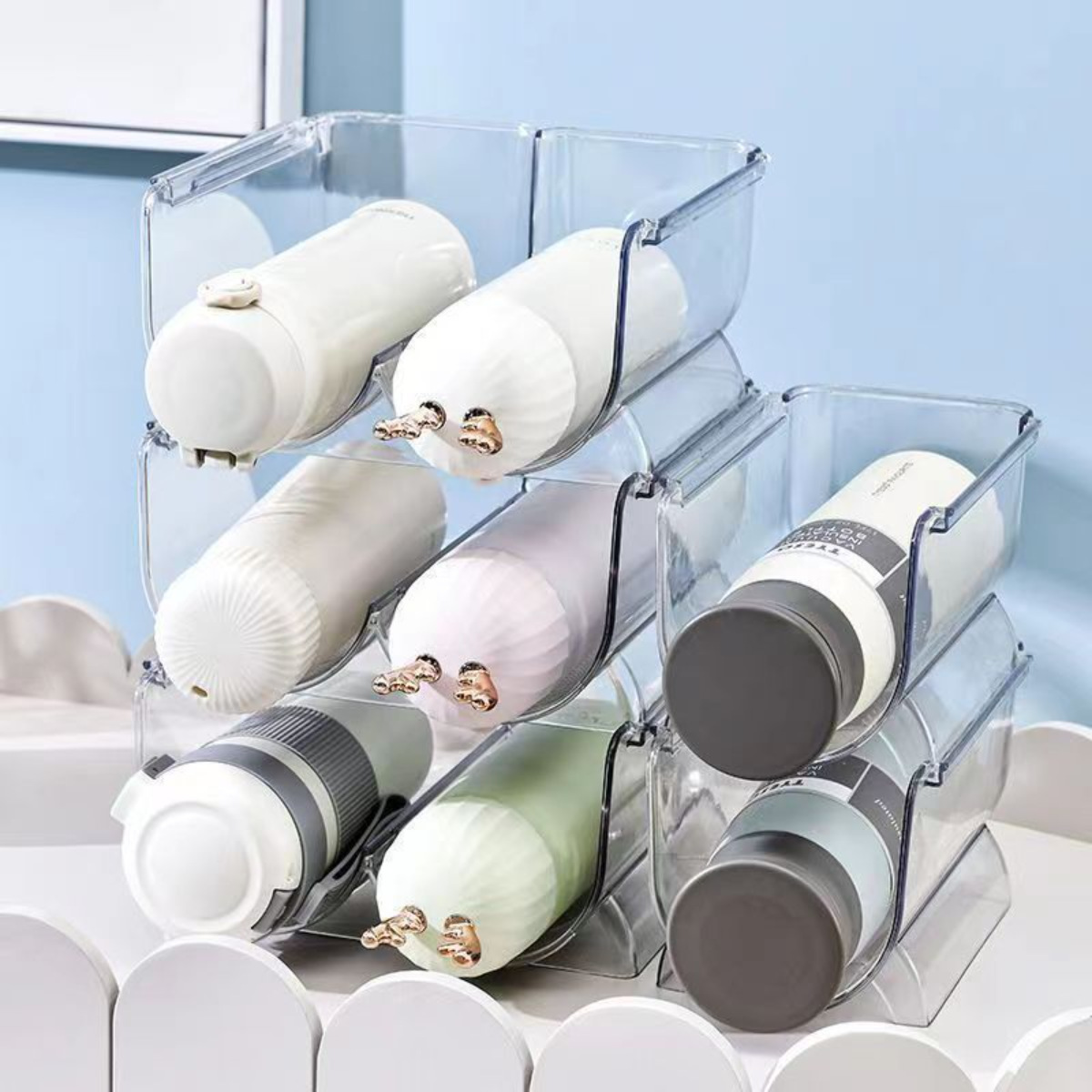 Cup Storage Rack Water Cup Thermos Cup Transparent Storage Rack Tea Cup Water Kettle Dustproof Stackable Cup Rack