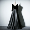 Black suntan oil, long elegant evening dress, long skirt, European style, new collection