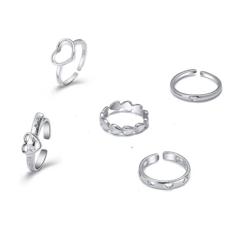 Ring multi-joint set, European style, metal adjustable stackable rings, assorted designs