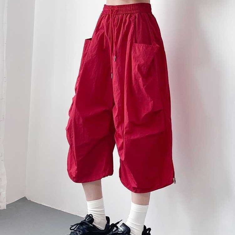 Plus-Size Summer Women's New Ice Silk Sun-Protection Quick-Dry Dance Sports Lightweight Cargo Shorts
