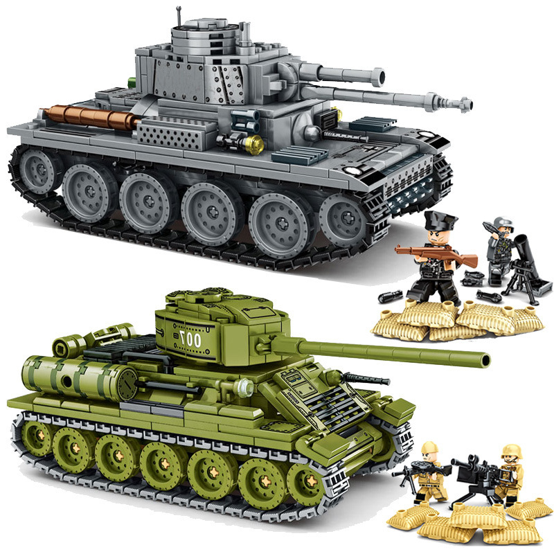 Le Yi 66005 German World War II Tiger Military Tank Model Boys Assembled Building Blocks Educational Toys 66007