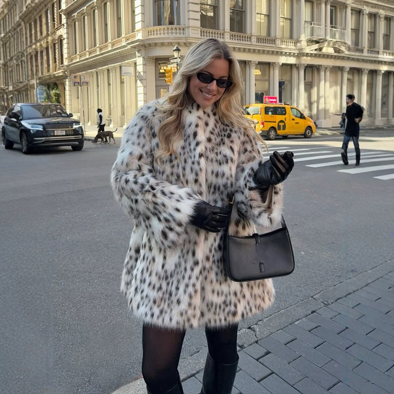 European and American Cross-Border Aliexpress Fox Fur Coat New Style Women's Personalized Leopard Print Faux Fur Coat European and American Cross-Border Aliexpress Fox Fur Coat New Style Women's Personalized Leopard Print Faux Fur Coat