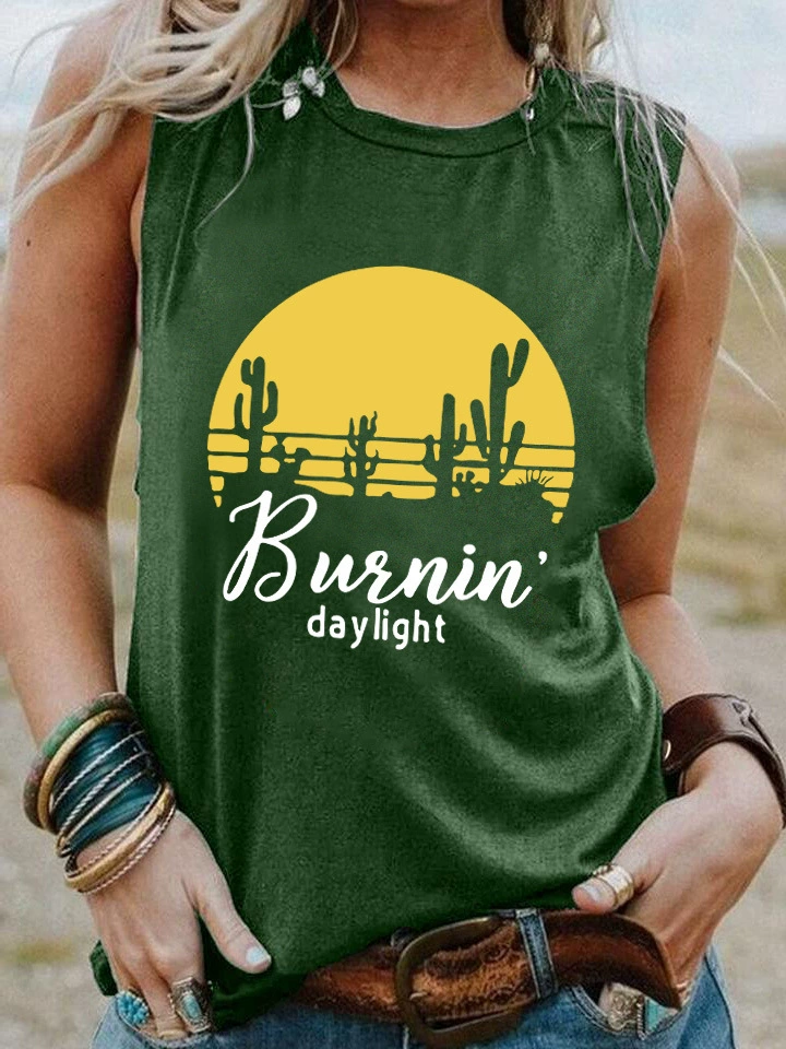 Жилет без рукавов Burnin' Daylight, футболка с цветным принтом, женская одежда