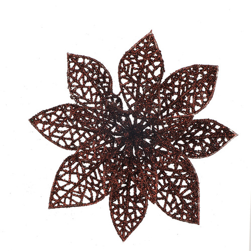 15CM Cross-border Christmas Flower Christmas Double-layer Hollow Christmas Tree Decoration Flower Gold Foil Artificial Flower Manufacturer