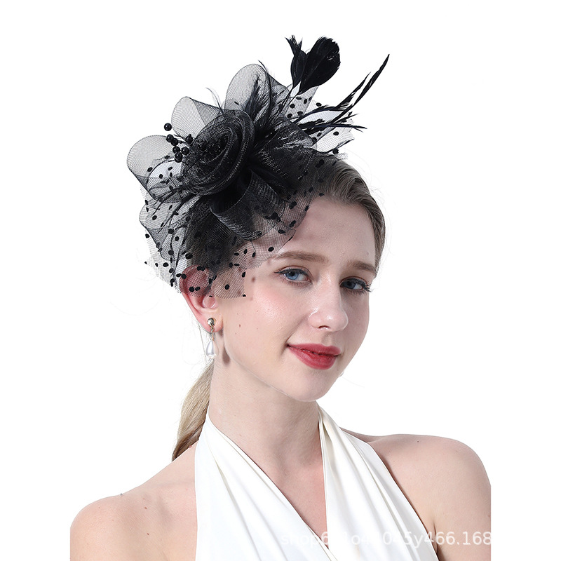 Amazon Feather Headpiece Bridal Hair Accessories Mesh Hat Tea Party Horse Racing Festival Bridal Headpiece Purple