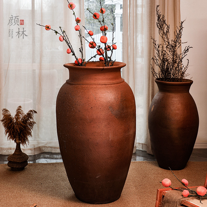 Gran vaso de cerámica de tierra silenciosa de viento cerámica hecha a mano cerámica de tierra cerámica de decoración popular cerámica de cerámica de gran tamaño cerámica antigua