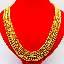 9/11mm光面圆线双排大金链子霸气男士金项链60cm马鞭链饰品批发