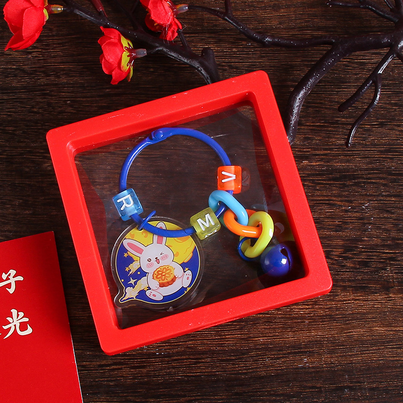 中秋節の楽しい字の札のキーホルダーのペンダントの贈り物のアクリルの両面の文字の花の良い月の円の鍵のチェーンは飾りを掛けます。|undefined