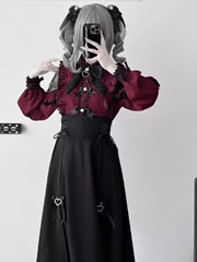 甜心邂逅日系量产型洛丽塔蕾丝花边衬衫高腰半身裙两件套套装女