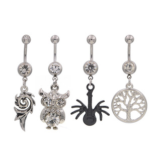 Stainless steel navel ring charm silver ring tree navel buckle navel nail piercing jewelry cross-border piercing jewelry wholesale