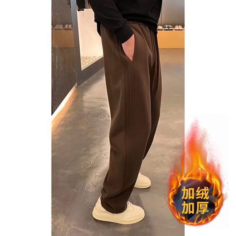 2024 otoño y invierno red callejera callejera casual pantalones recto para hombres más pantalones deportivos de terciaria gruesa marca de moda