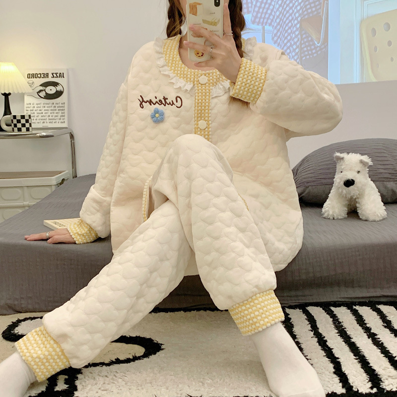 Autumn and Winter 2024 Interlayer Air Cotton Pregnant Women Nursing Pajamas Pregnant Women Postpartum Nursing Home Clothes Autumn and Winter 2024 Interlayer Air Cotton Pregnant Women Nursing Pajamas Pregnant Women Postpartum Nursing Home Clothes