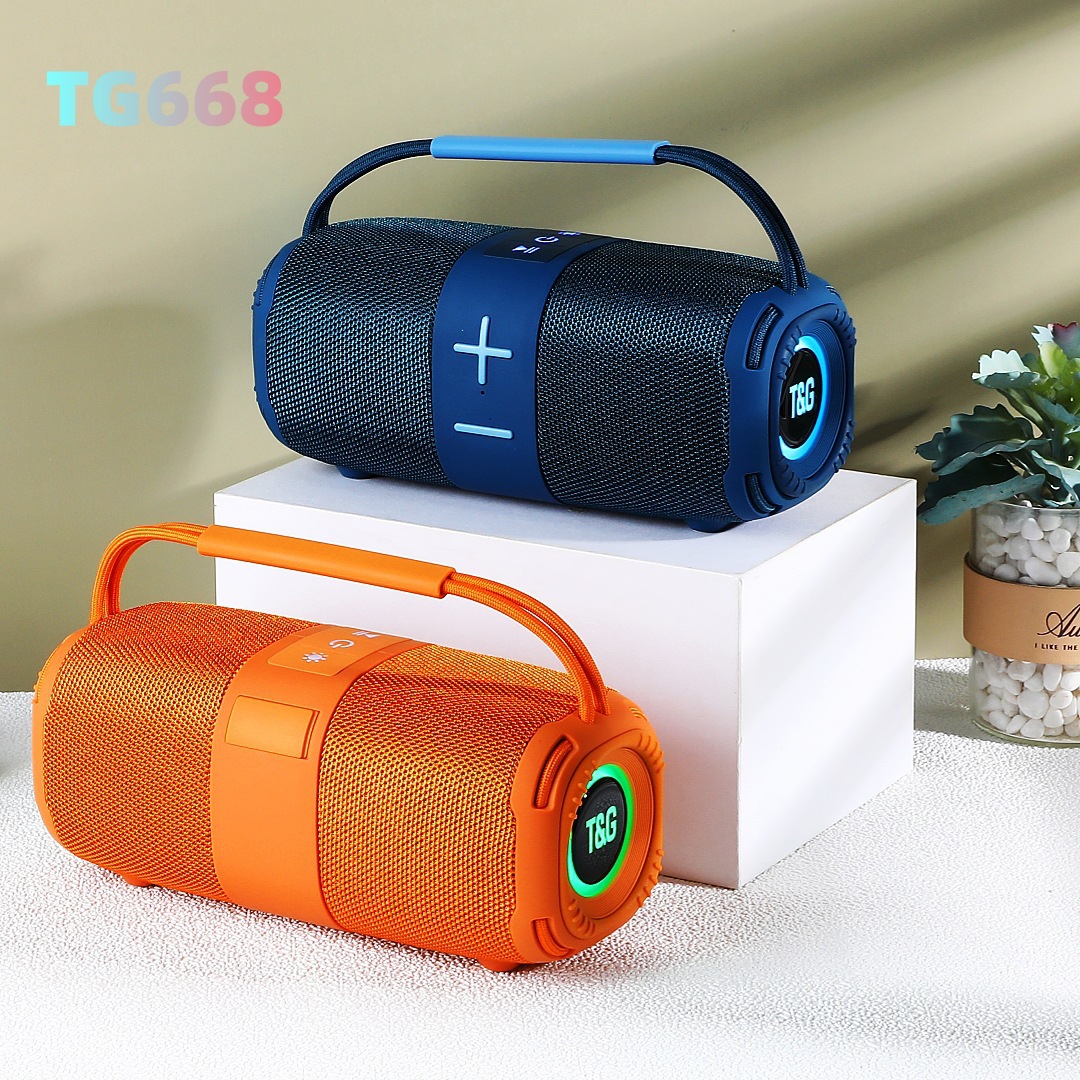 TG668新款大音量动感音效双声道LED振膜蓝牙音箱手提便携布艺音响