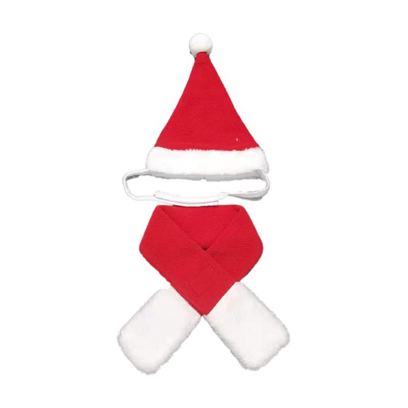 Accesorios de traje de Navidad para mascotas perro Bell pajarita con collar de gato sombrero de Navidad bufanda de doble cara material de terciopelo al por mayor