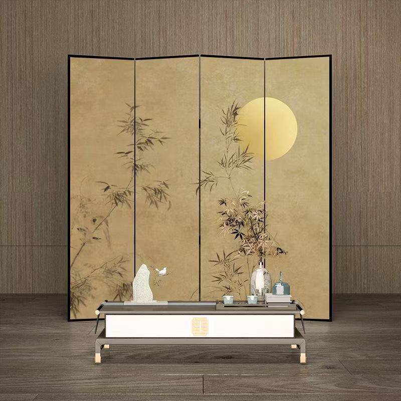 Nueva pantalla de estilo chino partición sala de estar cubierta sala de té decoración simple plegable móvil bambú doble cara pantalla plegable