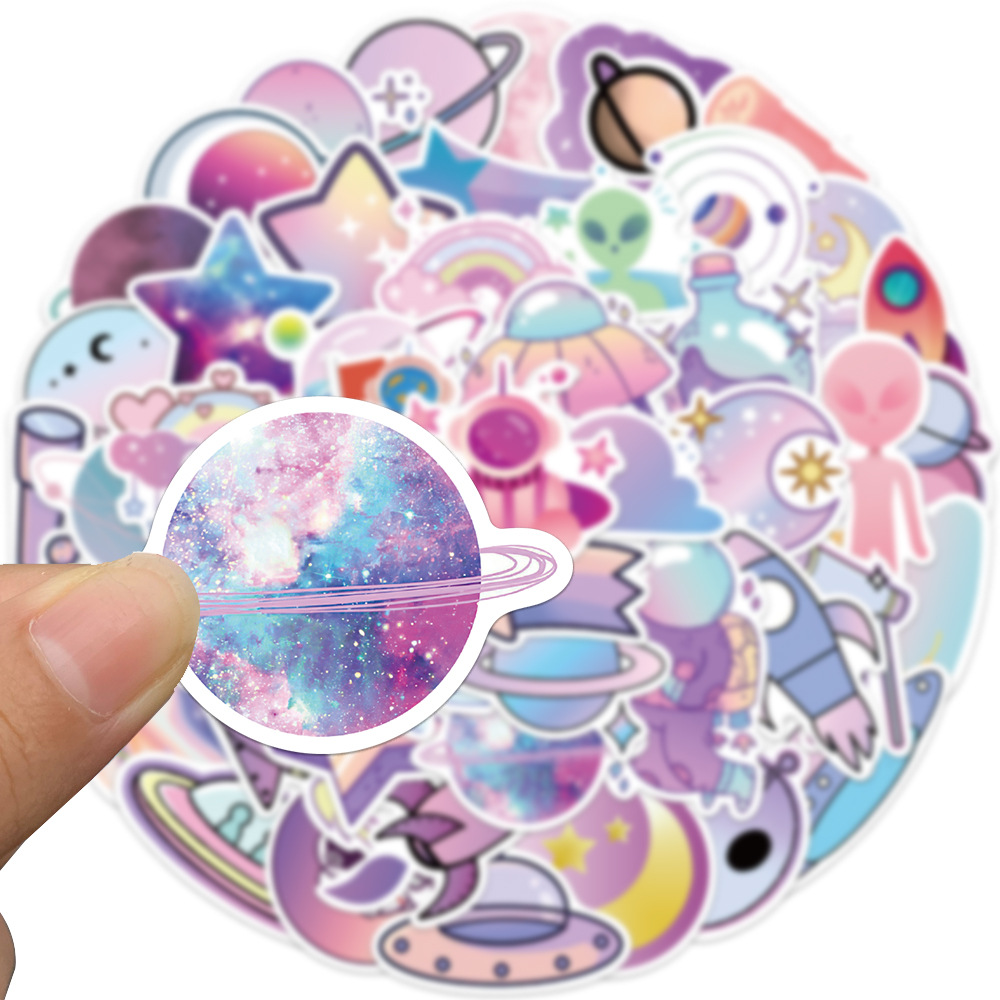50 cartoon gradient planet graffiti stickers luggage pen guitar notebook waterproof hot astronaut stickers