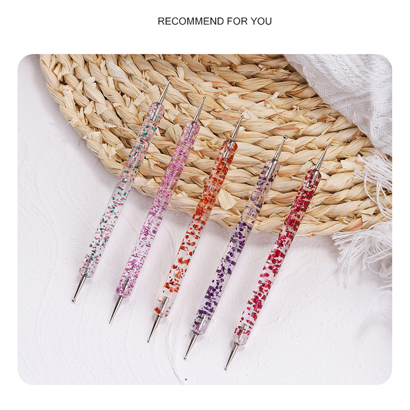 Pluma de uñas transfronteriza traje de joyería pluma de cristal pluma de dibujo pluma de taladro de doble cabeza joyas cepillo de polvo conjunto de 6 piezas