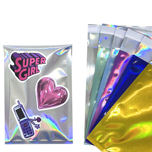 Colorful Laser Self-Adhesive Bag for Card Packaging Ins Style Star Photo Handbook Gift Guka Gupan Plastic Bag