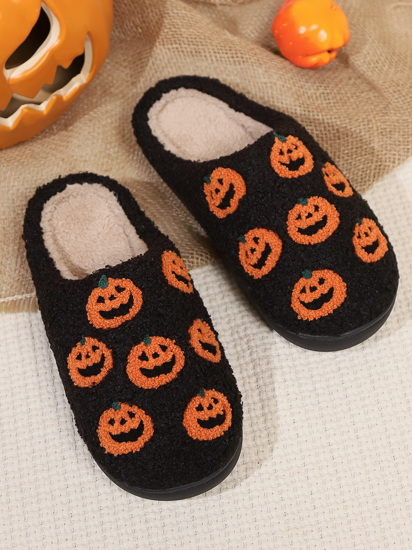 Halloween small order Halloween pumpkin autumn and winter cotton slippers home indoor _viptrois.com