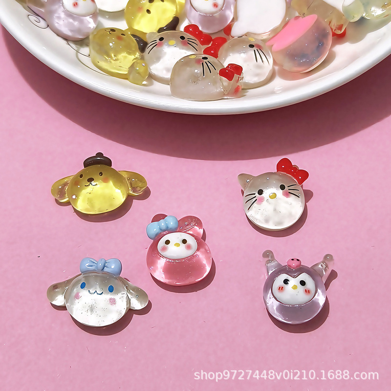 Round and Plump My Melody, Pompompurin, Kuromi Resin Accessories DIY Decoration Box Fridge Magnets Hair Accessory Materials Ornaments
