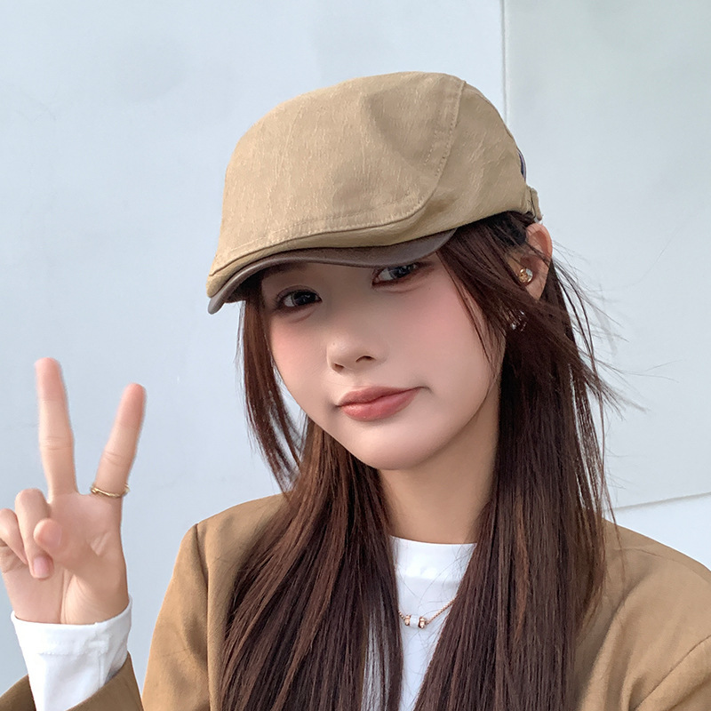 新款雅痞反戴贝雷帽女夏秋薄款复古报童帽韩系时尚休闲潮流前进帽|undefined