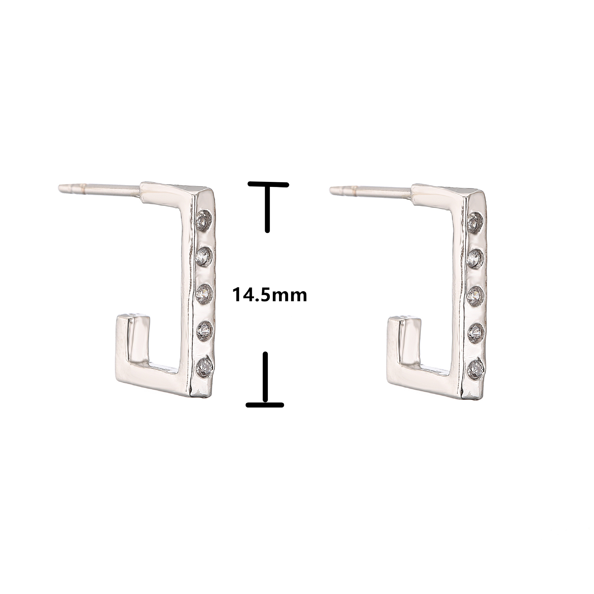 Micro-Inlaid Zircon Flower Rectangular Round Shape Stud Ring Brass Earrings